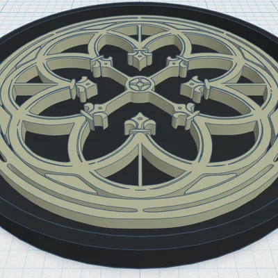 Gothic Rose Window Coaster 3 – Đế Lót Ly Cửa Sổ Hoa Hồng Gothic