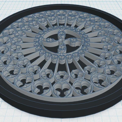 Gothic Rose Window Coaster 5 – Đế lót ly Cửa Sổ Hoa Hồng Gothic