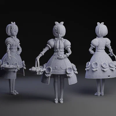 Mô hình 3D Ram Re:Zero trong trang phục Lễ Phục sinh