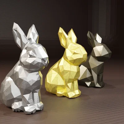 Thỏ Low Poly Dễ Thương - 3 mức số mặt
