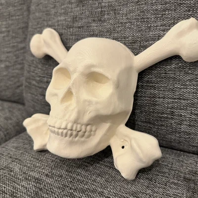 Trang trí treo tường đầu lâu xương chéo - Phụ kiện 3D cho Halloween