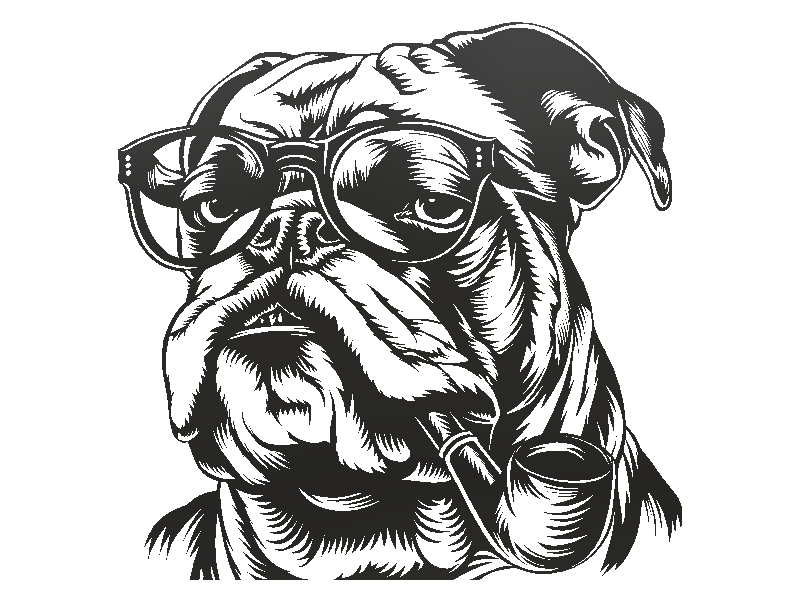 Tranh treo tường 3D chú chó Bulldog đeo kính phong cách quý ông - Image 2
