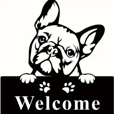 Bảng Chào Mừng Hình Chó French Bulldog Dễ Thương - File In 3D