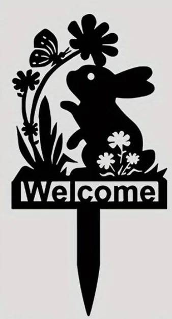 Bảng cắm trang trí sân vườn hình chú thỏ chào mừng Easter Bunny - Image 1