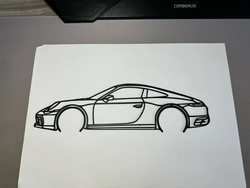 Mô hình trang trí 3D Porsche 992 dạng đường nét tối giản - Image 1