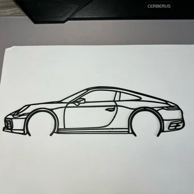 Mô hình trang trí 3D Porsche 992 dạng đường nét tối giản