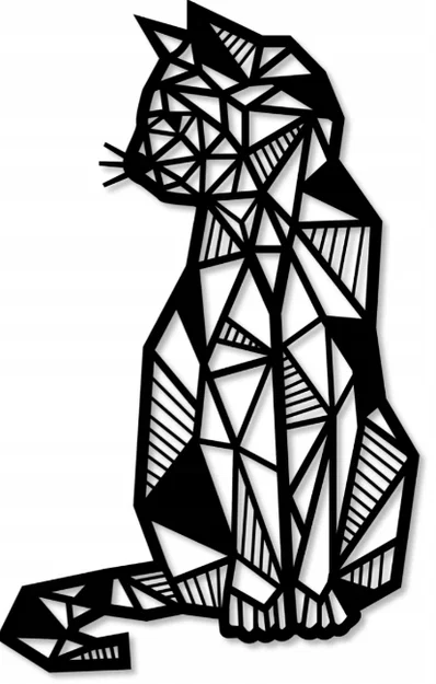 Mô hình trang trí treo tường hình mèo phong cách hình học Cat WallArt - Image 1