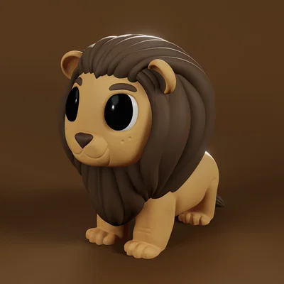 Mô hình 3D Lion Fluffy dễ thương trang trí bàn làm việc