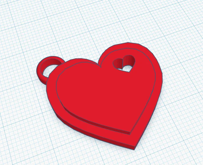 Móc khóa hình trái tim 3D dễ thương - File in STL miễn phí - Image 1