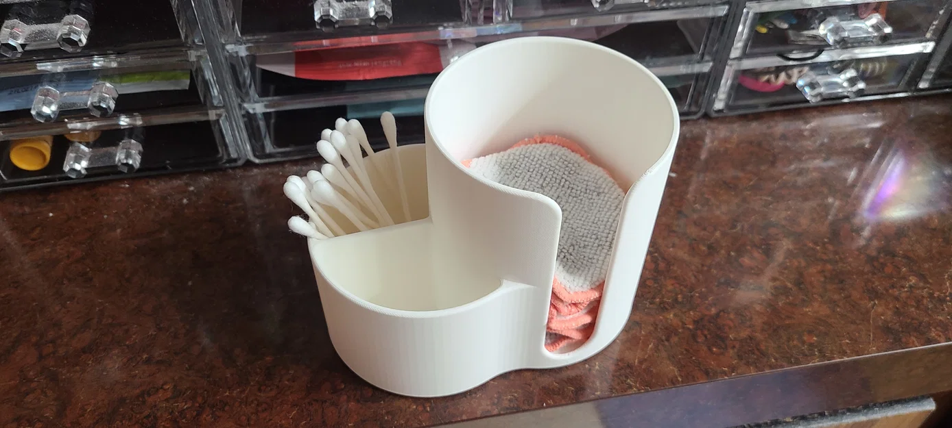 Khay đựng bông tẩy trang tròn & qtip/cọ (Cotton round and qtip/ brush holder) - Image 2
