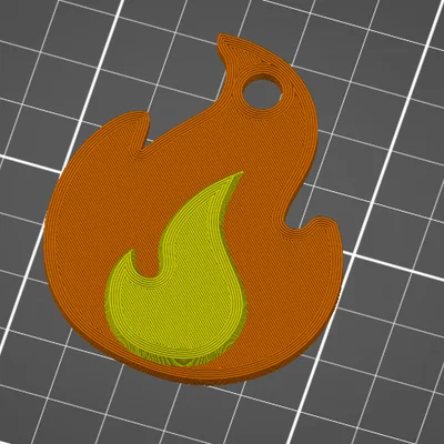 Móc khóa hình ngọn lửa (Fire Emoji Keychain) in 3D độc đáo