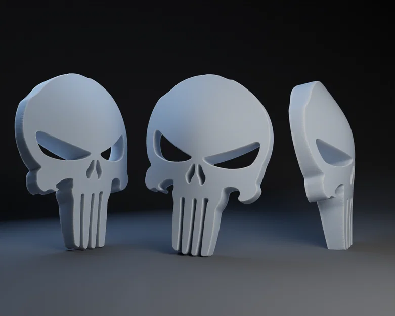 Mô hình đầu lâu Punisher 3D với thiết kế bo cong nghệ thuật - Image 1