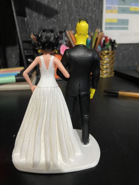 Mô hình 3D trang trí bánh cưới Homer Simpson và Betty Boop độc đáo - Image 2
