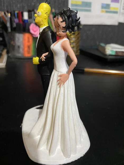 Mô hình 3D trang trí bánh cưới Homer Simpson và Betty Boop độc đáo - Image 4