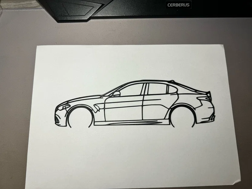 Mô hình treo tường Alfa Romeo Giulia - Nghệ thuật in 3D tối giản - Image 1