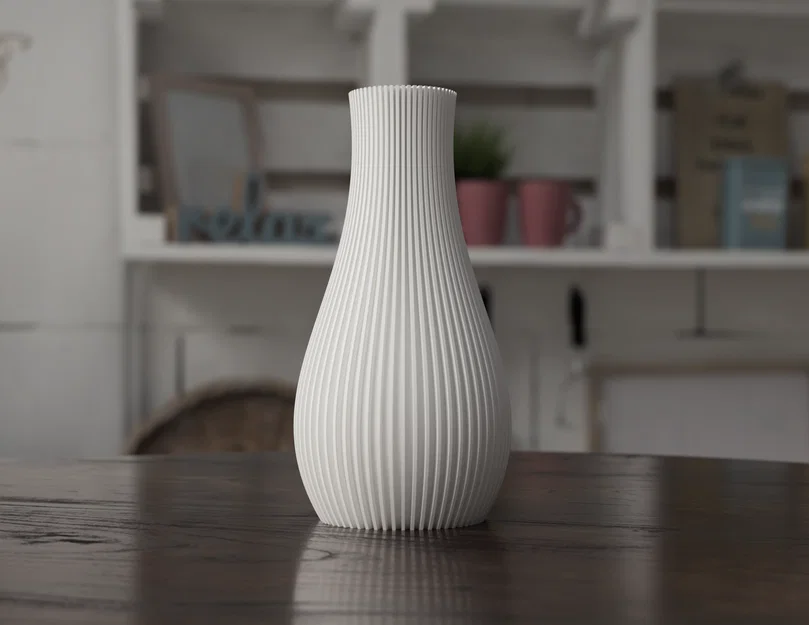 Lọ hoa 3D trang trí hiện đại (Vase 200mm straight lines) - Image 1