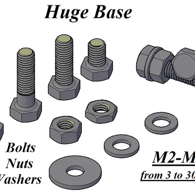 Bộ Bulong, Đai Ốc, Vòng Đệm (M2–M48) – Đế Lớn