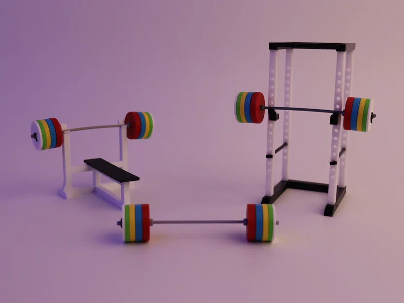 Bộ Bench Press, Squat Rack và Olympic Weight Set (in 3D) - Image 2
