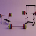 Bộ Bench Press, Squat Rack và Olympic Weight Set (in 3D) - Thumbnail 2