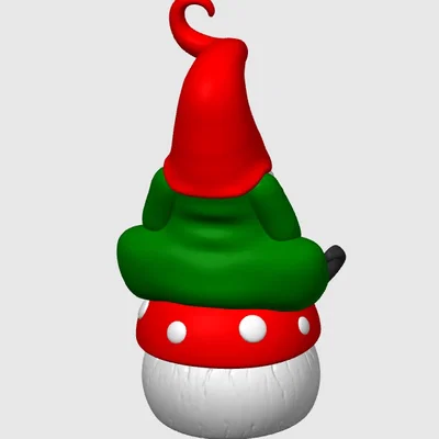 Mô hình tượng chú lùn Garden Gnome ngồi trên nấm đa màu sắc