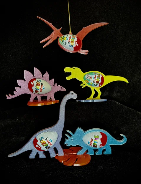 Bộ sưu tập khung giữ trứng Kinder Surprise hình khủng long 3D - Image 1