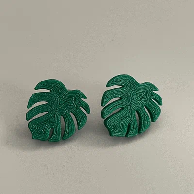 Bông tai Stud hình lá Monstera (Monstera Leaf Stud Earrings)