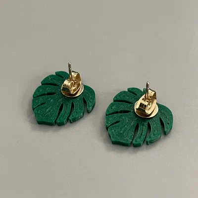 Bông tai Stud hình lá Monstera (Monstera Leaf Stud Earrings)