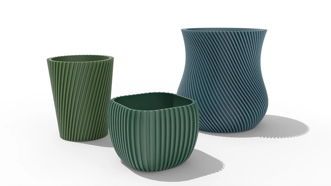 Bộ sưu tập chậu trồng cây Parametric thiết kế hiện đại in 3D - Image 1
