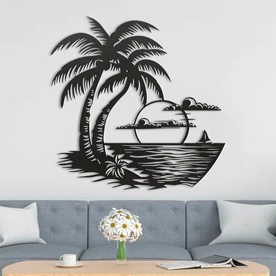 Mô hình tranh treo tường 3D Sunset with Palm độc đáo
