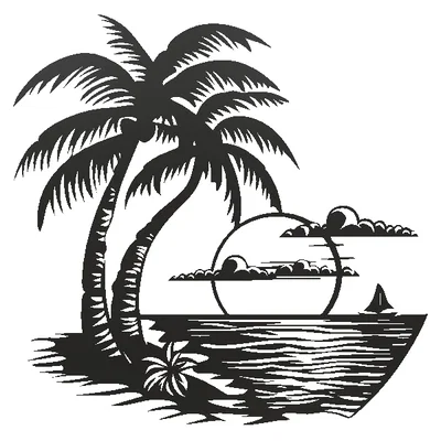 Mô hình tranh treo tường 3D Sunset with Palm độc đáo