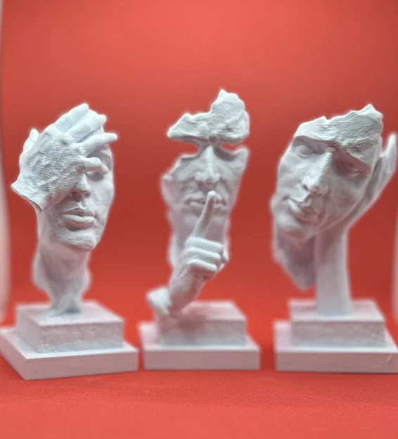 Bộ ba tượng nghệ thuật L'expressionisme độc đáo cho trang trí - Image 1