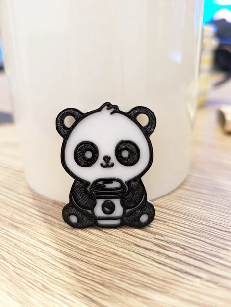 Móc khóa gấu trúc uống cà phê siêu đáng yêu in 3D - Image 2