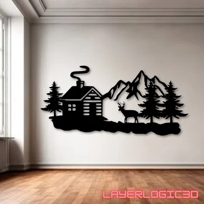 Mô hình trang trí tường Cabin in the Woods in 3D