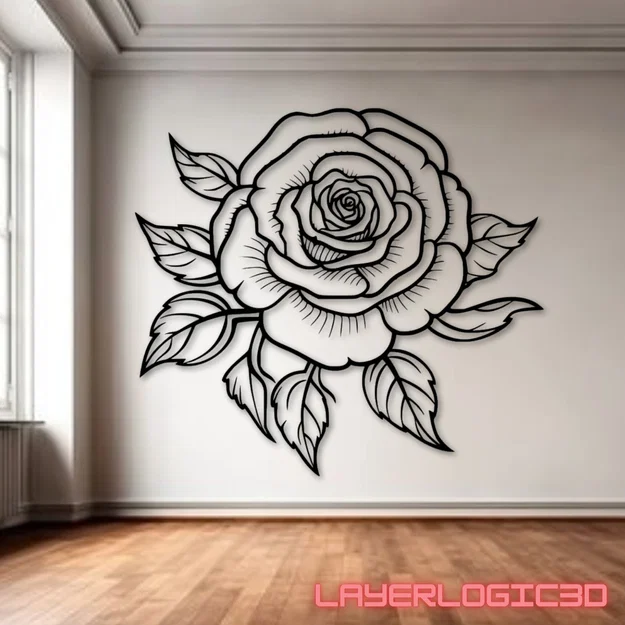 Mẫu tranh treo tường 3D hình hoa hồng (Flower Wall Art) nghệ thuật - Image 1