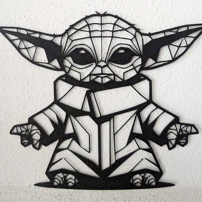 Mô hình trang trí treo tường 3D Baby Yoda Grogu phong cách Low Poly
