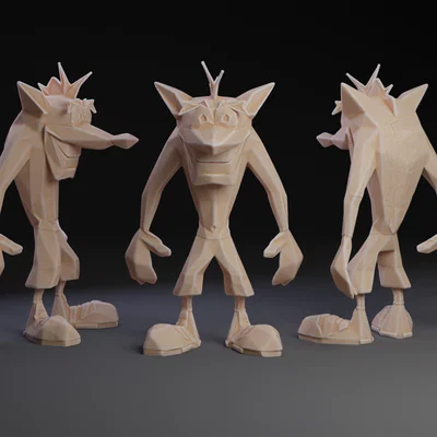 Mô hình 3D Crash Bandicoot phong cách low-poly cực chất