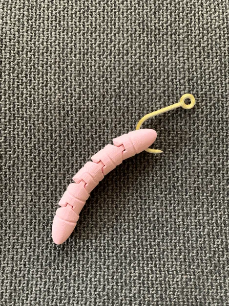 Móc khóa chú sâu cử động linh hoạt (Articulating Worm Keychain) in 3D - Image 1