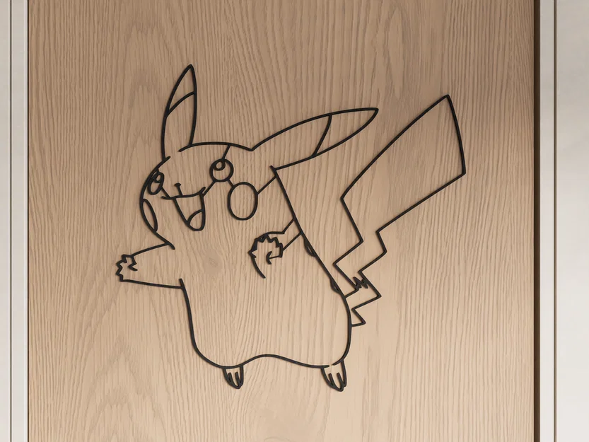 Tranh treo tường Pikachu phong cách tối giản (Pikachu Wall Art) - Image 1