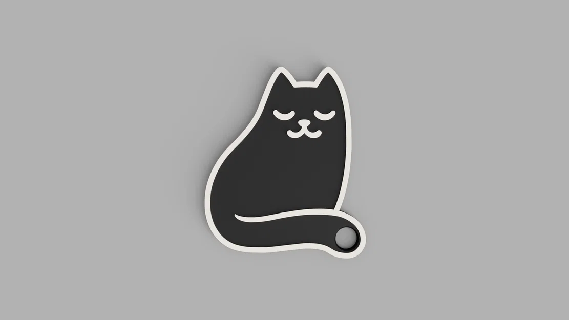 Móc khóa mèo cute 3D: Thiết kế 2 màu xinh xắn dễ in - Image 1