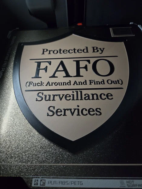 Bảng hiệu cảnh báo hài hước Protected By FAFO (in 3D) - Image 1