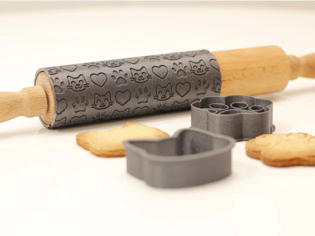 Neko Baking Set - Khuôn Cắt Bánh Quy Mèo / Cây Cán Bột - Image 2