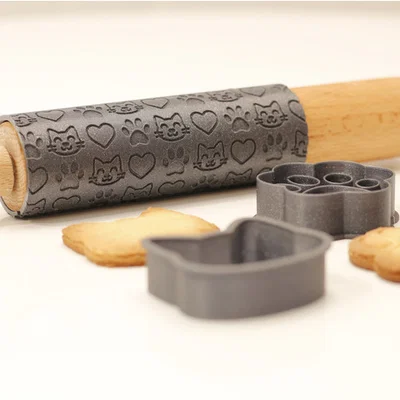 Neko Baking Set - Khuôn Cắt Bánh Quy Mèo / Cây Cán Bột