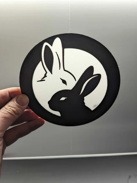 Tranh treo tường nghệ thuật 3D hình thỏ Yin Yang xinh xắn - Image 1