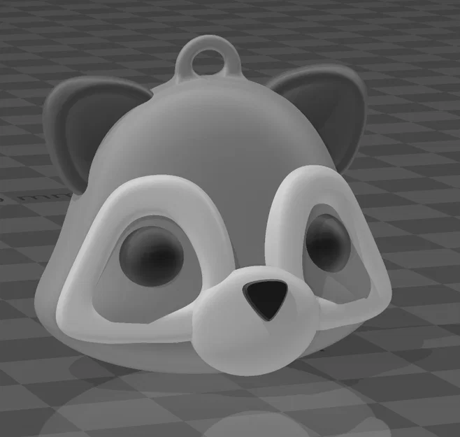 Móc khóa chú gấu mèo dễ thương (Racoon Keychain) - File in 3D đẹp - Image 1
