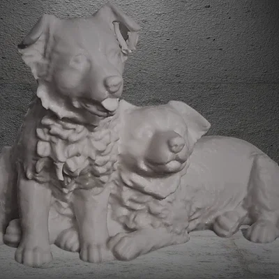 Mô hình in 3D cặp cún Border Collie đáng yêu