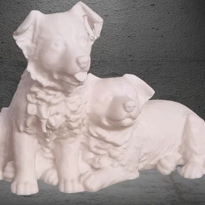 Mô hình in 3D cặp cún Border Collie đáng yêu