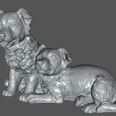 Mô hình in 3D cặp cún Border Collie đáng yêu