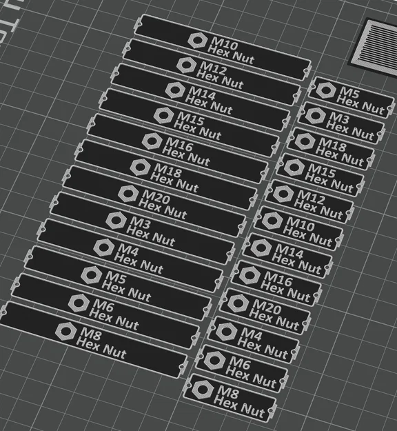 Bộ nhãn Gridfinity dán khay đựng đai ốc Hex Nut M3-M20 - Image 2