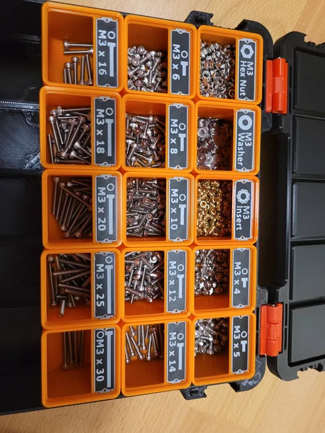 Bộ nhãn Gridfinity dán khay đựng đai ốc Hex Nut M3-M20 - Image 3