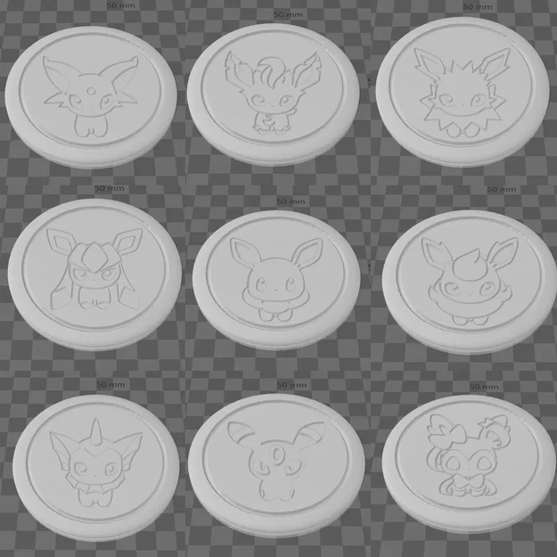 Bộ lót ly Eeveelution hoạt hình (9 món) – Cartoon Eeveelution Coaster Set - Image 1